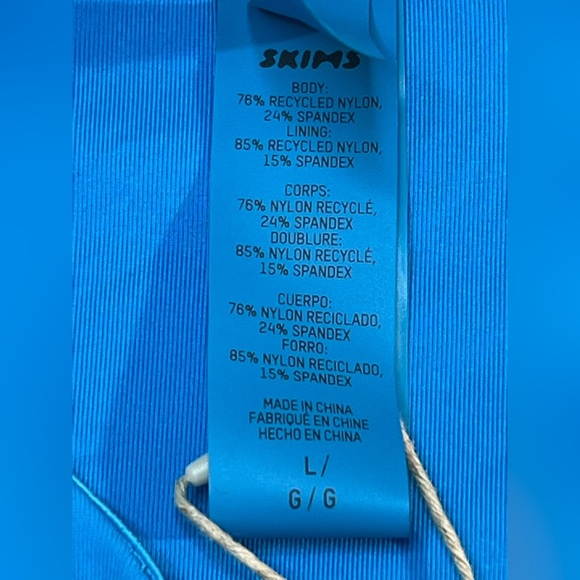 SKIMS Swim Bikini TOP Long Sleeve, Color Turquoise, Size Large, NWT - Picture 6 of 7